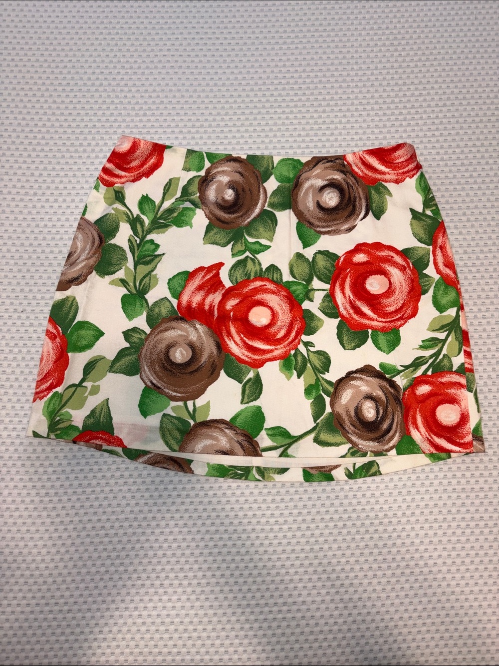 Milly Mini Skirt with Red & Brown Rose Print
